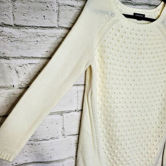 Trouve side zip long sleeve crew neck sweater size large - Picture 2 of 9
